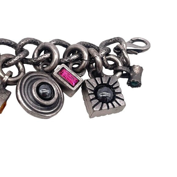 Vtg Early Patricia Locke Charm Bracelet Silver Tone Colorful Jewels NWT B33 - Picture 2 of 7